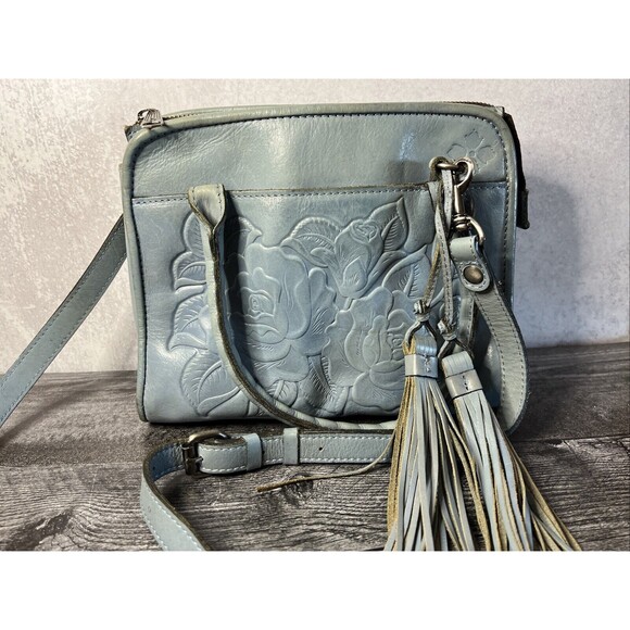 Patricia Nash Women's SMALL PARIS SATCHEL Slate Blue Preowned - Picture 2 of 15